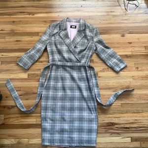 Alexia Admor Pink Plaid Mid-Length Blazer Dress 3/4 Length Sleeves (Size Large)